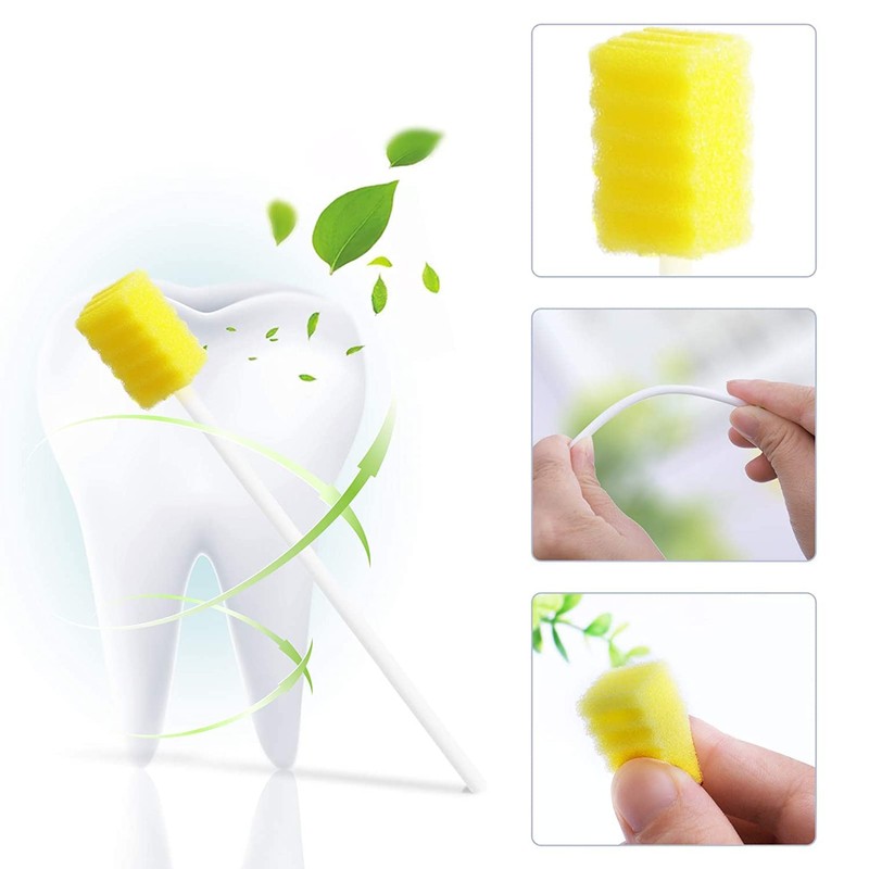 50 Pack Disposable Oral Swabs, Sterile Dental Sponge Swabsticks Unflavored