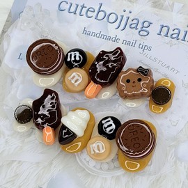 Limited QuantityValentine's Day Choco Handmade Nail Tips - Stiletto L / 한정수량발렌타인데이 초코 수제네일팁 - 스틸레토L
