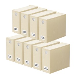 SpaceAid 9 Pack Bed Sheet Organizers and Storage, Foldable Sheet Organizer with Window for Linen Closet, Set Folder Keeper for Queen & King Size Bedding Storage (Beige)