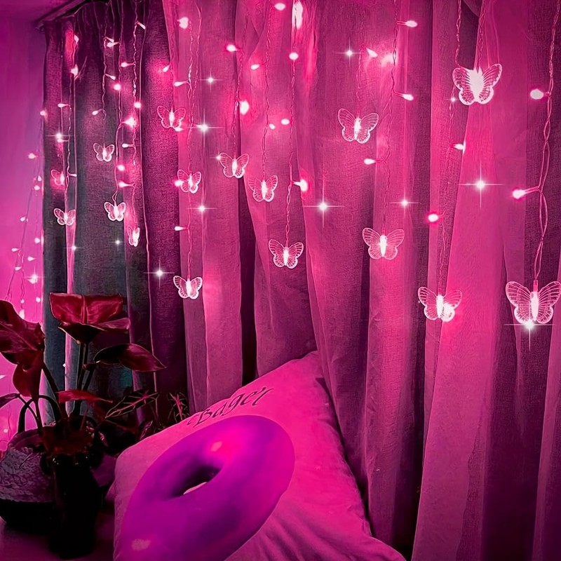Lainin 12ft/3.5M USB Powered 8 Modes Butterfly Curtain Night Light