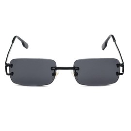 Ggpyyon Vintage Rectangular Rimless Sunglasses, Retro Frameless Sunglasses for Men and Women, UV400 Protection, black/grey