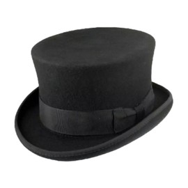 AB Hats Hand Made 100% Wool Satin Lined Top Hat Small to XXL (Medium (57cm)) Black