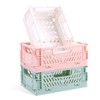 Jeffdad 3 Pack Pastel Crates, Collapsible Plastic Storage Baskets Mini