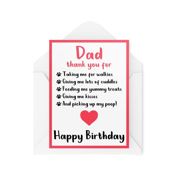 Funny Birthday Cards for Dad from The Dog | Pet Lover Greeting Cards On His Birthday | Puppy Owner Card Thanks for Looking After Me - CBH238