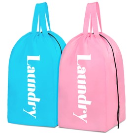 Sylfairy 2 Pack XL Laundry Bag with Strap,Heavy Duty Travel Laundry Bag,Rip-Stop Dirty Clothes Shoulder Bag with Drawstring,Easy Fit a Laundry Hamper or Basket Travel Essentials