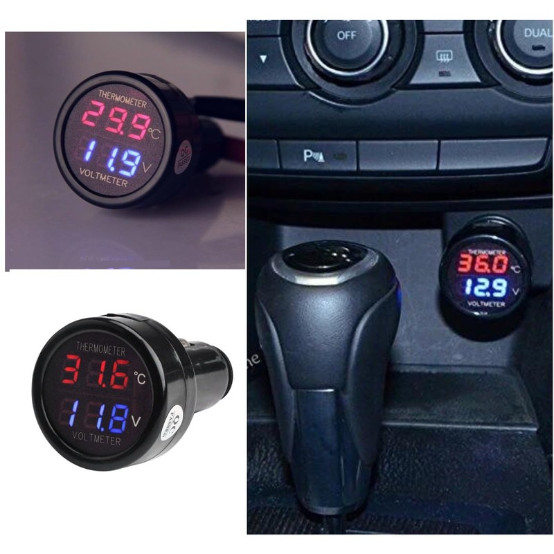 JZK 2 in 1 car Truck Bus Voltmeter & Thermometer