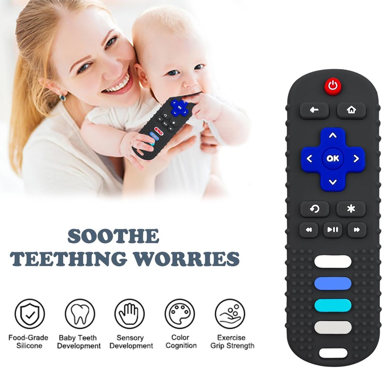 ERSIHUA 2Pcs Silicone Teething Toys, TV Remote Control Shape Teethers