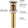 Bathroom Sink Drain Stopper with Overflow Gold Luxury Brass Pop