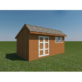 Saltbox Roof Storage Shed Plans DIY Backyard Garden Shed Barn Building 10'x20'