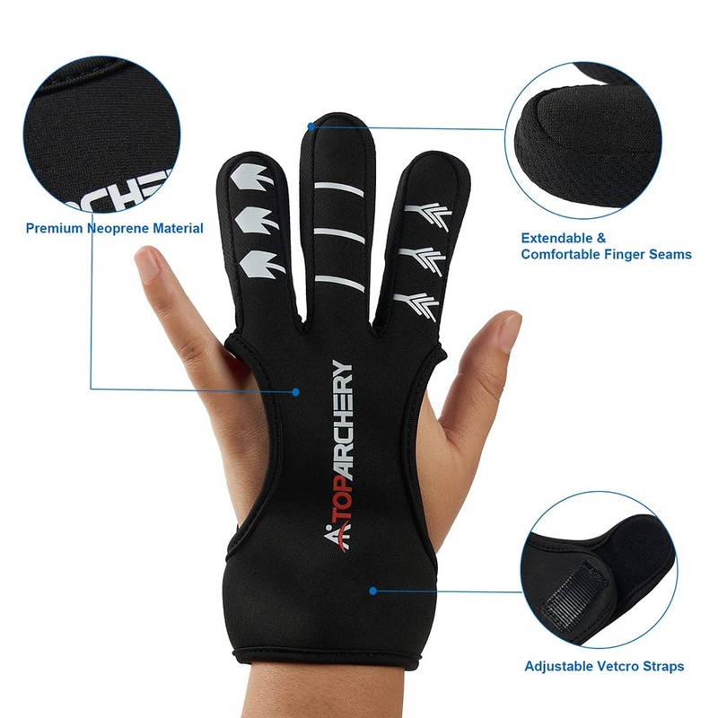 TOPARCHERY Archery Glove 3 Finger Hand Guard Gloves Shooting Hunting