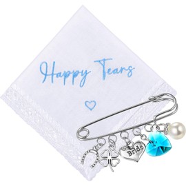 Jadive 2 Pcs Bride Gifts Silver Wedding Something Old Something Blue Bridal Pin Keepsake Dress Pin Silver Options and 25x25cm Embroidered Lace Wedding Handkerchief for Bride Day Gift