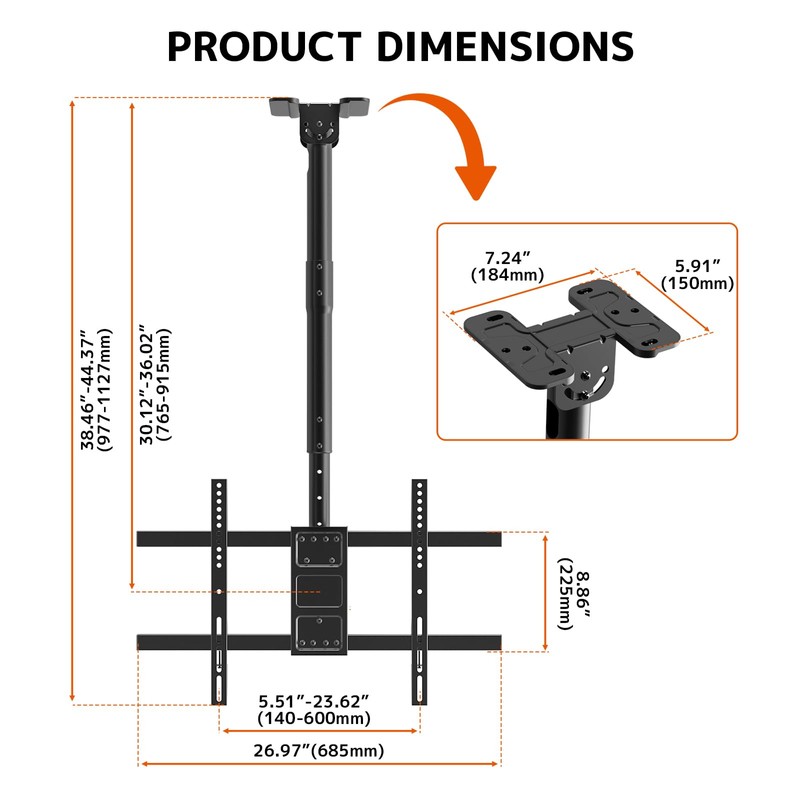 Ceiling TV Mount for 43-86 Inch, Hanging TV Mount Supports