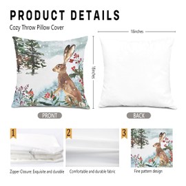 okaxscm Watercolor Snowy Winter Woodland Animals Decorative Throw Pillow Covers for Holiday, Home Sofa Bed Couch Farmhouse Holiday Decor 18x18 Inch Set of 4