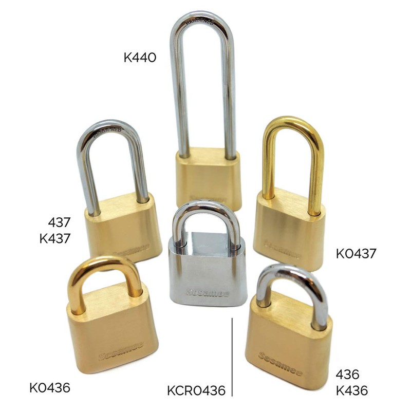Sesamee K0436 4 Dial Bottom Resettable Combination Brass Padlock with