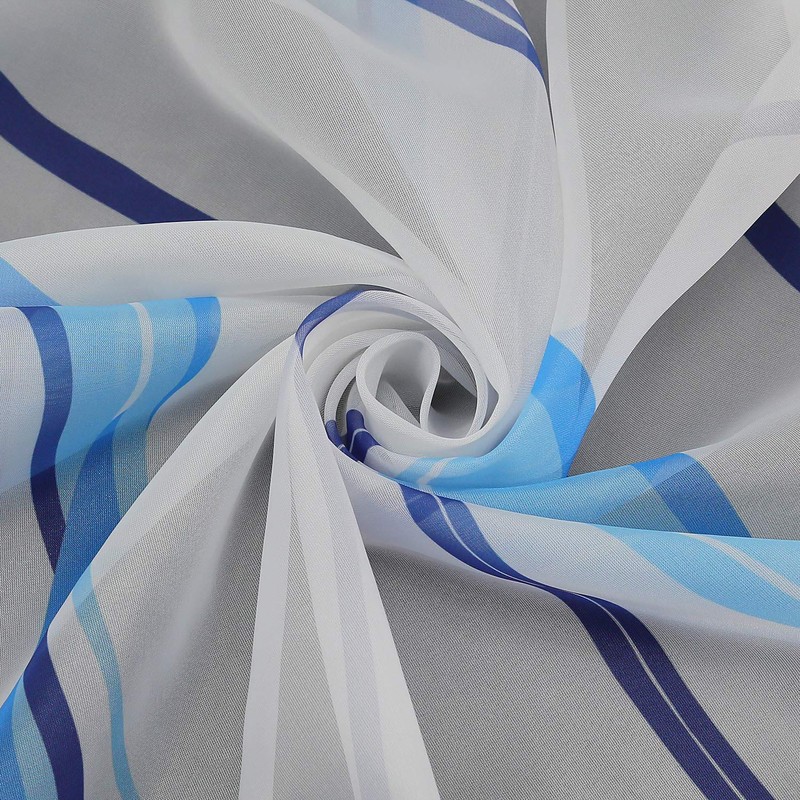 ESLIR Curtains with Tabs Transparent Tab-Top Curtain Waves Pattern Voile