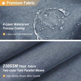 BTTN Extra Wide Shower Curtain - 108 x 72 Inch Linen Textured Waterproof Fabric Shower Curtain Set with 18 Plastic Hooks, Simple Wrap Around Cloth Shower Curtains for Bathroom and Bathtub - Blue Gray