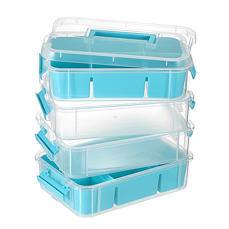 IGNPION Stackable Storage Box, 4 Layer Adjustable Plastic Storage Box