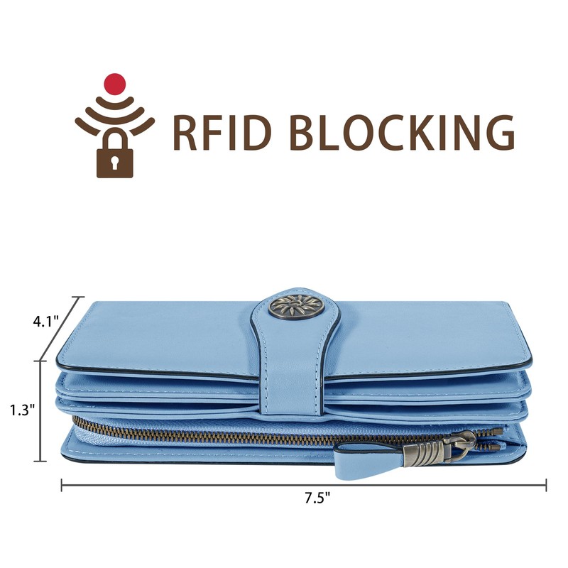 Travelambo Women's Wallet RFID Blocking Credit Card Holder Large Capacity