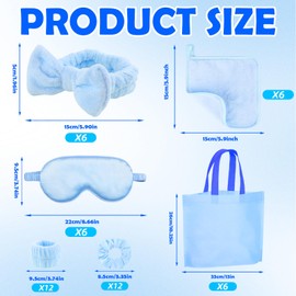 iPalamila 48 Pcs Sleepover Party Supplies For Girls,Skin Care Headband And Wristband Sleepover Kit With Simulated Silk Eye Mask Hair Strap Pink Non Woven Bag, Great For Sleepover Party,Slumber Partys