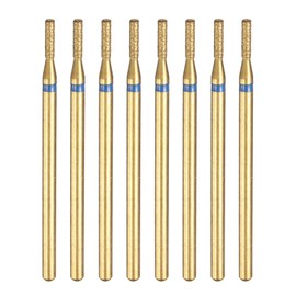 sourcing map 8pcs 120-140 Grits Diamond Grinding Bit 1.6mm Cylinder Head 2.35mm Shank 6mm Length Titanium Plated Stone Sanding Drill Bits Rotary Tool for Nails Grinding Polishing
