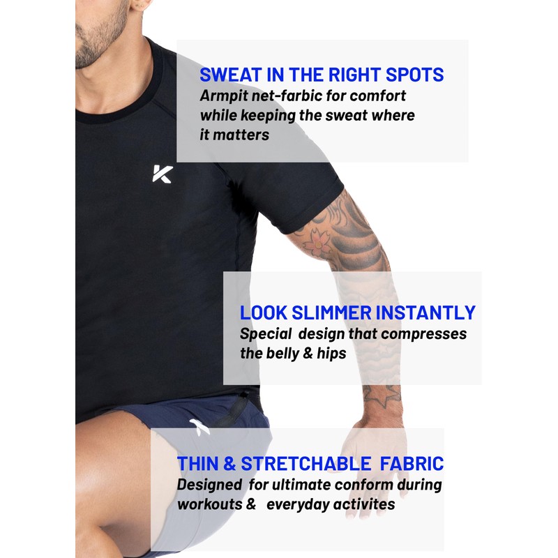 Kewlioo - Camisa de sauna para hombre, chaleco de compresión