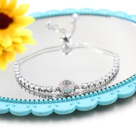 Uloveido Mom Daughter Bracelets 100 Languages I Love You Projection Tennis Bracelets Adjustable Bolo Clasp Bracelet for Mother Daughter YA4750, Metal, Cubic Zirconia