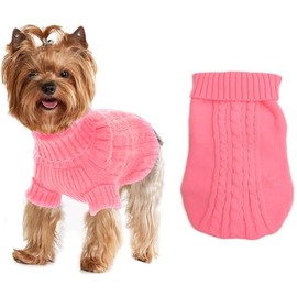 Dog Sweaters for Small Dogs Girl Boy, XS Yorkie Sweaters XXS Puppy Doggie Sweater Winter Warm Dog Turtleneck Knitwear Pullover for Chihuahua Fall Winter Cold Weather (XXS(only for Small Dogs), Pink)