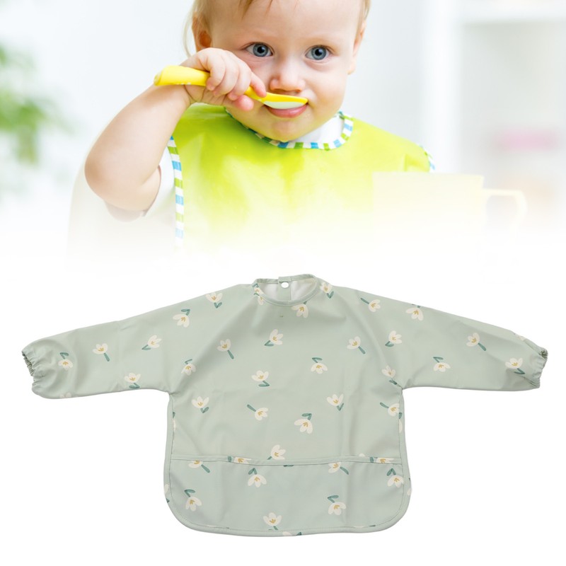 Infant Long Sleeve Bib Waterproof Cute Toddler Soft Sleeved Bib