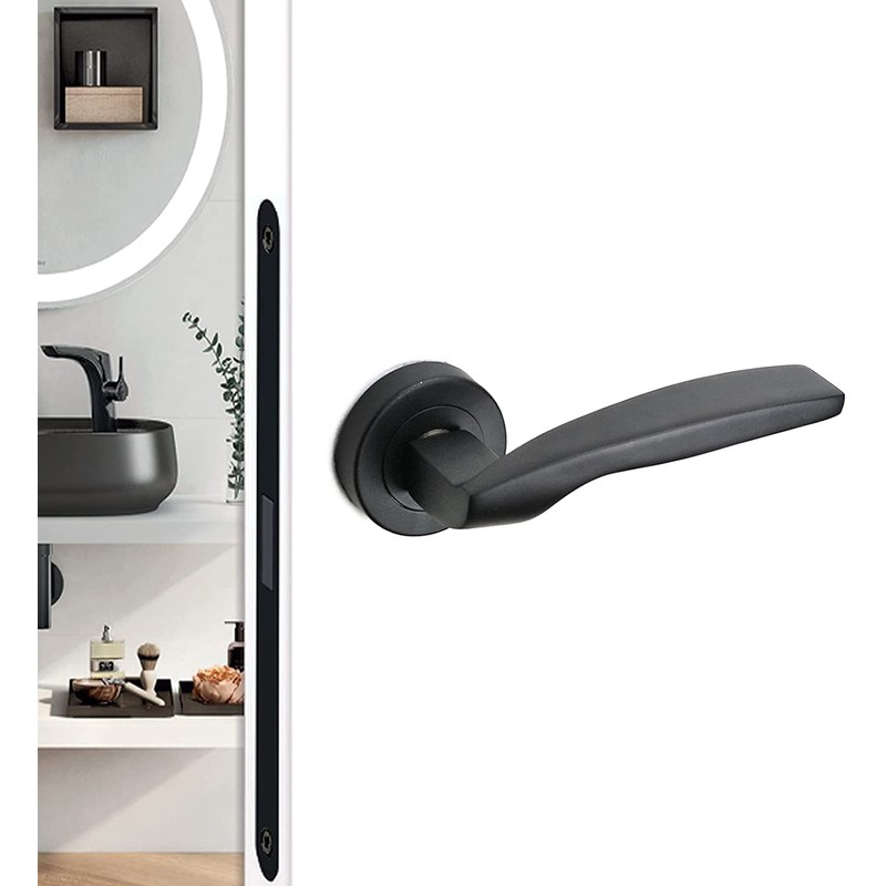 Decoranddecor Solitude Matt Black Door Lever Handles On 54mm Rose