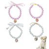 DELORIGIN 4pcs Pet Necklace Cat Pearl Teddy Collar Pearl Rhinestone