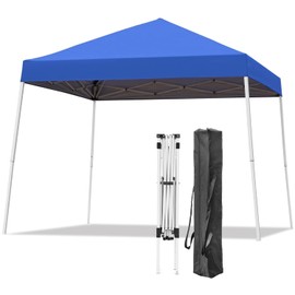 Oneofics Canopy Tent, 10X10 FT Pop Up Canopy Outdoor Instant Tent Slant Legs with Carrying Bag, Portable Gazebo Shelter for Patio Deck Garden and Beach - 8X8 FT Canopy Cover (Blue)