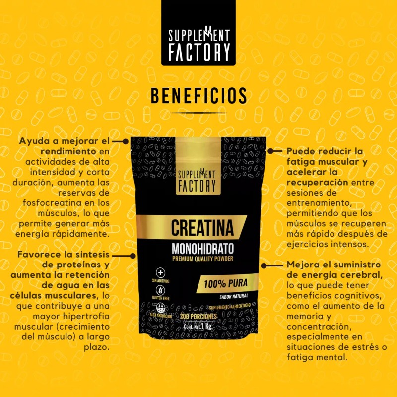 Creatina Monohidratada Pura 1 Kg Sabor Natural