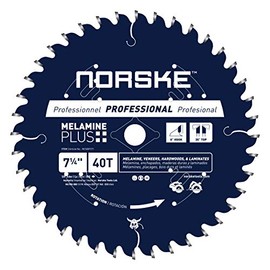 Norske Tools NCSBP271 7-1/4 inch 40T Melamine Plus Saw Blade for Ultra-Smooth Cutting of Melamine, Laminates, Hardwoods and Laminate Flooring 5/8 inch Bore with Diamond Knockout, 7-1/4” x 40 Teeth