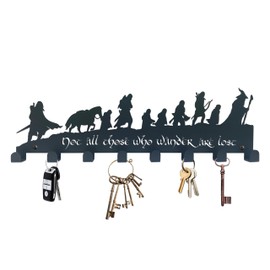 Xyverart Lord Middle-Earth Inspired Metal Key Hooks – The Rings Vintage Wall-Mounted Organizer with 8 Hooks | Rustic Home Decor for Lord Fans & Hobbit-Inspired Spaces