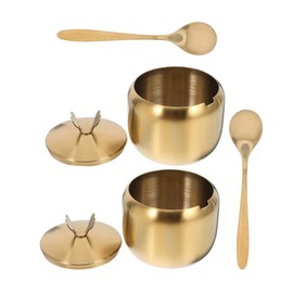 CIYODO 2pcs Stainless Steel Condiment Jars with Spoon Versatile Spice Containers for Sugar Elegant Kitchen Storage for Home and Restaurant Use