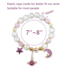 CENWA Singer Inspired Bead Bracelet Singer Fan Gift Star and Moon Bracelet Jewelry for Women, Nickel, Pearl