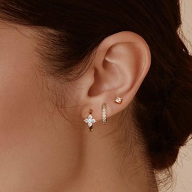 Earrings for Women Hoop Stud Earrings Creole Jewellery Set Earrings Women's Hoop Earrings Jewellery Gold-Plated Jewellery Stud Drop Earrings, White Gold