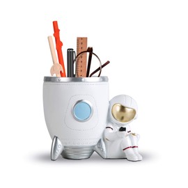 Kimdio Pen Holder, Astronaut Stand for Desk Pencil Holder, Resin Desk Organizer Decorative Accessories Ideal Gift for Office, Classroom, Home