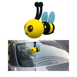 KVAEY Car Antenna Toppers, Automotive Roof Bee Antenna Balls Decoration Car Aerial Toppers, EVA Honey Bee Antenna Decorative Balls for Car Truck and SUV, Universal Car Accessories (Blue, Big Eyes)