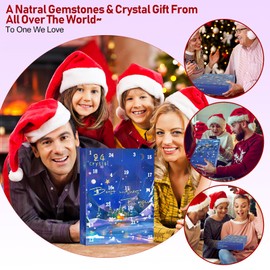 Advent Calendar 2024, 24 Days Natural Crystal Agate Stone Minerals & Fossils Gem Advent Calendars 2024 for Kids,Christmas Countdown Calendar Enthusiasts Rock Collection for Xmas Girls Boy Women Men (Blue)