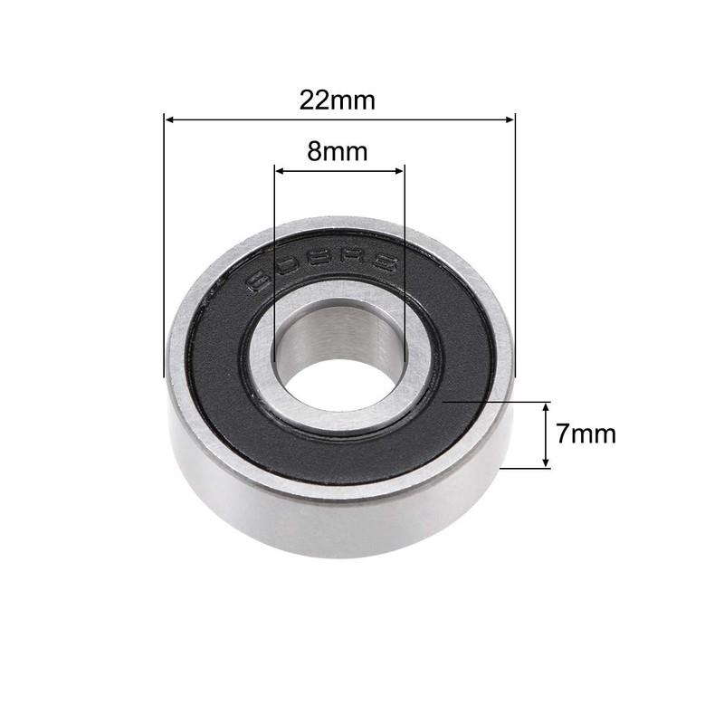 sourcing map 608-2RS Deep Groove Ball Bearing 8x22x7mm Double Sealed