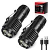 LETMY Rechargeable Mini Flashlights with Magnetic Base, 2 Pack Bright