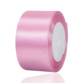 Pink Satin Ribbon 2 Inch x 25 Yards, Solid Color Fabric Ribbon for Gift Wrapping, DIY Crafts, Hair Bows Making, Wreaths, Christmas Ornaments, Wedding Party Decoration and Sewing Projects