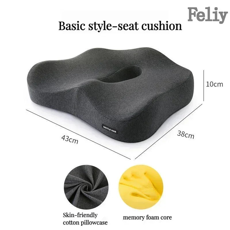 Memory Foam Seat Cushion and Lumbar Support Pillow for Office