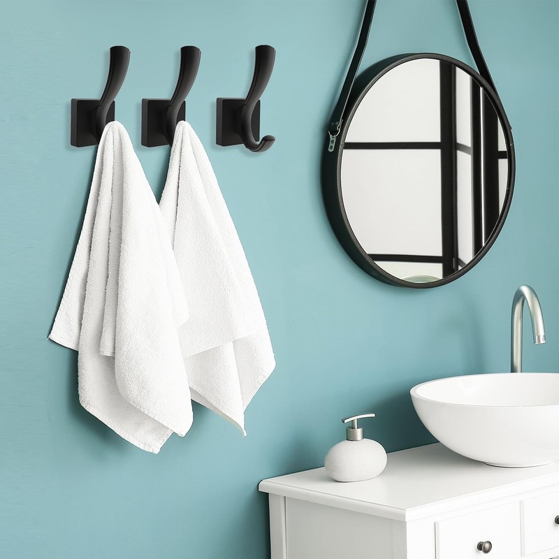 TOFIIGREM Black Towel Hooks Coat Hooks for Wall, Hand Towel