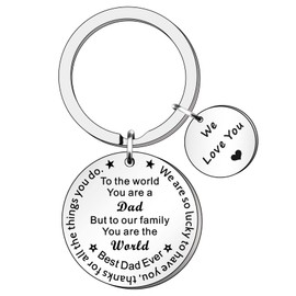 HULALA Best Dad Keyring Keychain Father's Day Gifts from Daughter Son to The World You are A Dad But to Our Family You are The World We Love You Daddy Key Rings