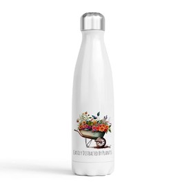Garden Lover's Trinkflasche – Edelstahl doppelwandig – handbedruckt in Großbritannien – Heiß- und Kaltgetränkeflasche – 500 ml – Aquarell Blumenmuster