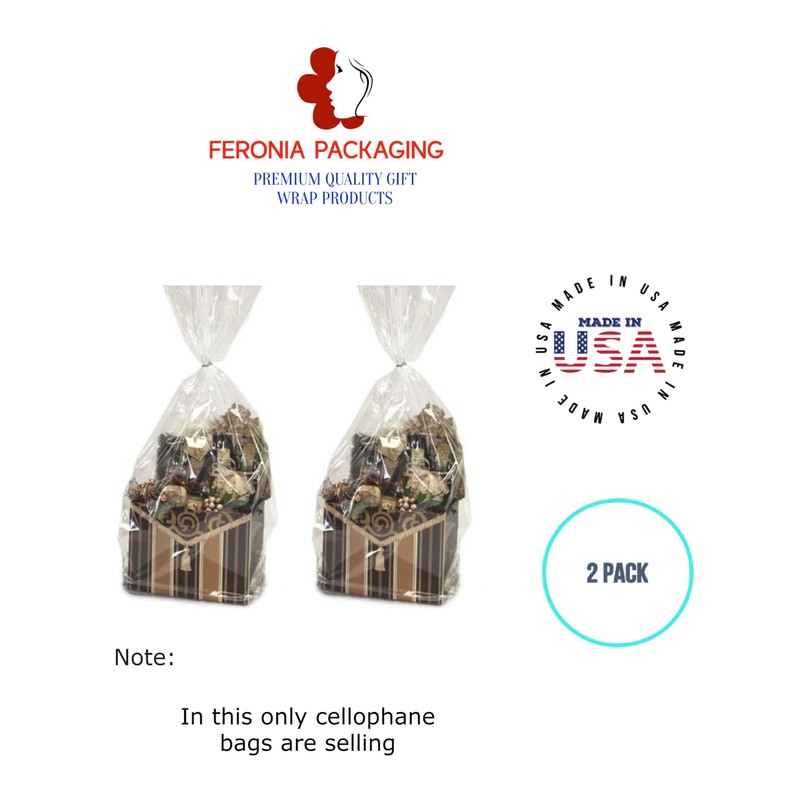 Feronia Packaging Gift Wrap Gusset Cellophane Bags 2 Pack (4