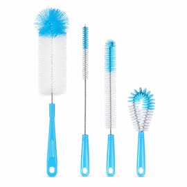 4 Stück Lang Reinigungsbürste für Glasflaschen Flaschenreiniger | Flaschenbürste Set, Bottle Brush für Glaskaraffe Sodaflaschen Babyflaschen Trinkflaschen, Reinigt Kraftvoll