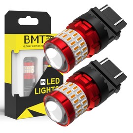 BMT xms 3157 LED Bulb - 3156 3457A 4057 4157 LED Turn Sign Light Bulb - Amber Yellow 44-SMD 3030 LED Chips Replacement for Tail Brake Stop Blinker Lights, Pack of 2